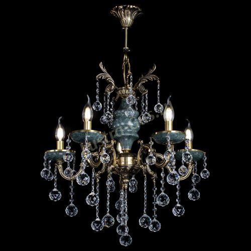 Люстра бронзовая Алфея №5 "Малахит" шар в Липецке Гусь Хрустальный