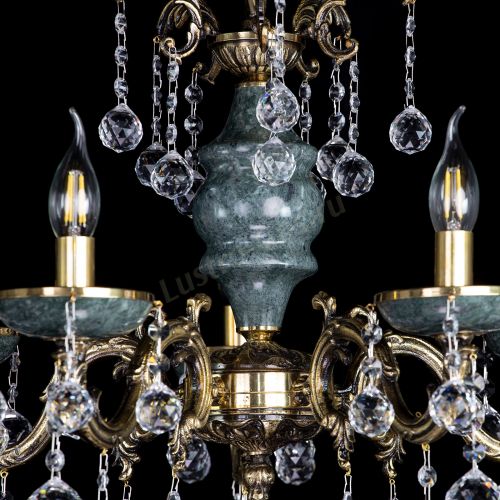 Люстра бронзовая Алфея №5 "Малахит" шар в Липецке Гусь Хрустальный