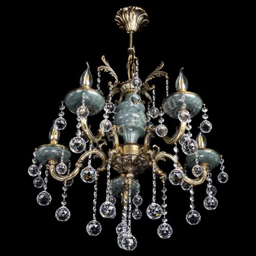 Люстра бронзовая Алфея №5 "Малахит" шар в Липецке Гусь Хрустальный