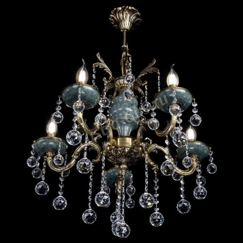 Люстра бронзовая Алфея №5 "Малахит" шар в Липецке Гусь Хрустальный