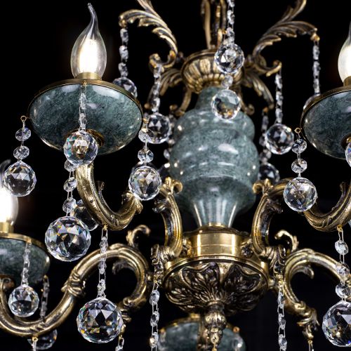 Люстра бронзовая Алфея №5 "Малахит" шар в Липецке Гусь Хрустальный