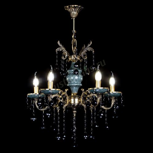 Люстра бронзовая Алфея №5 "Малахит" шар черная в Липецке Гусь Хрустальный