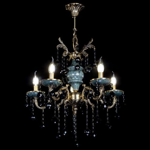 Люстра бронзовая Алфея №5 "Малахит" шар черная в Липецке Гусь Хрустальный