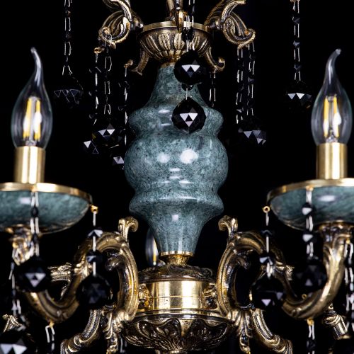 Люстра бронзовая Алфея №5 "Малахит" шар черная в Липецке Гусь Хрустальный