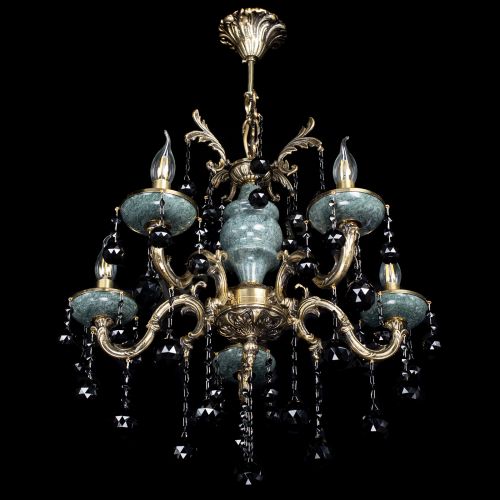 Люстра бронзовая Алфея №5 "Малахит" шар черная в Липецке Гусь Хрустальный