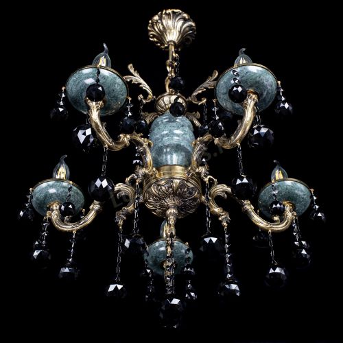 Люстра бронзовая Алфея №5 "Малахит" шар черная в Липецке Гусь Хрустальный