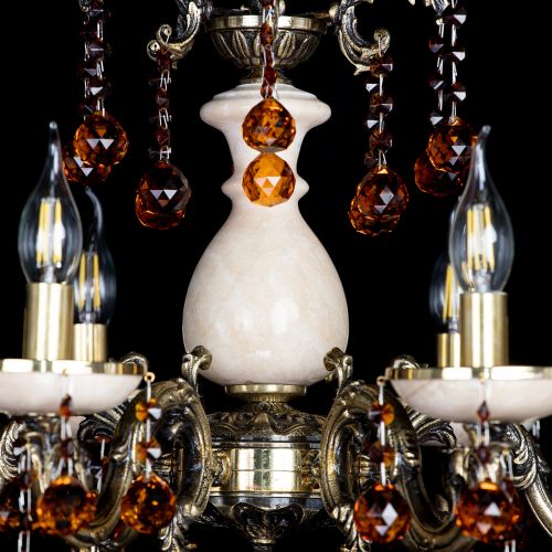 Люстра бронзовая Алфея №6 с камнем шар чайная в Липецке Гусь Хрустальный