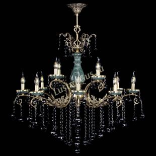 Бронзовая люстра Алфея Малахит №12 шар черная
