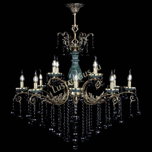 Люстра бронзовая Алфея Малахит №12 шар черная в Липецке Гусь Хрустальный