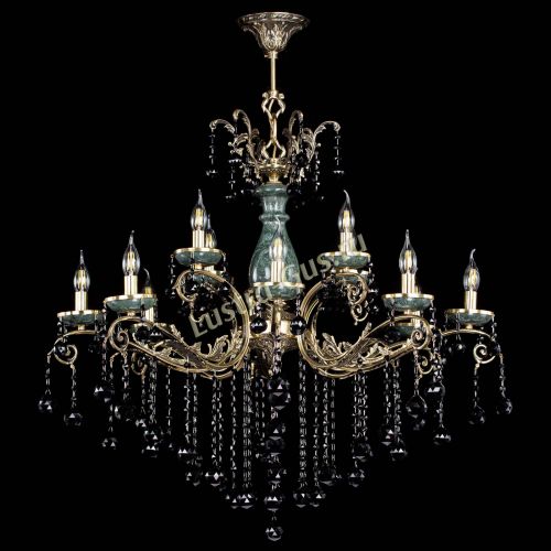 Люстра бронзовая Алфея Малахит №12 шар черная в Липецке Гусь Хрустальный