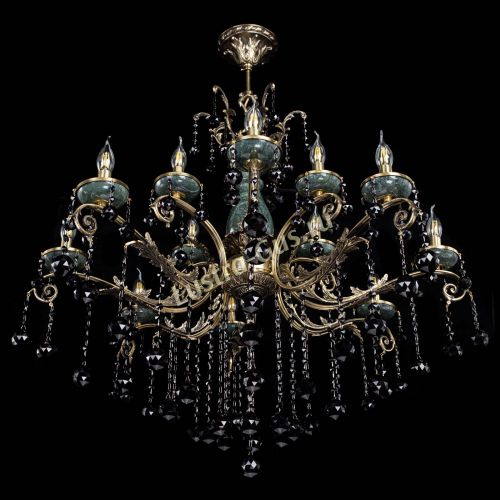 Люстра бронзовая Алфея Малахит №12 шар черная в Липецке Гусь Хрустальный