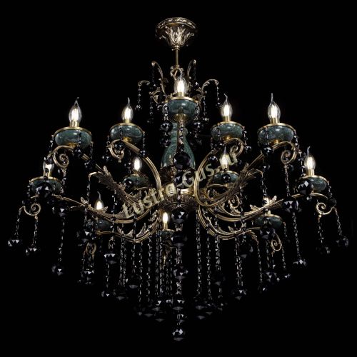 Люстра бронзовая Алфея Малахит №12 шар черная в Липецке Гусь Хрустальный