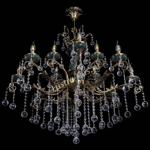 Люстра бронзовая Алфея Малахит №12 шар в Липецке Гусь Хрустальный