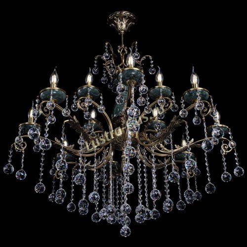 Люстра бронзовая Алфея Малахит №12 шар в Липецке Гусь Хрустальный