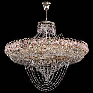 Люстра с хрустальными подвесками Люстра Кольцо Классика Веер №8 розовая
